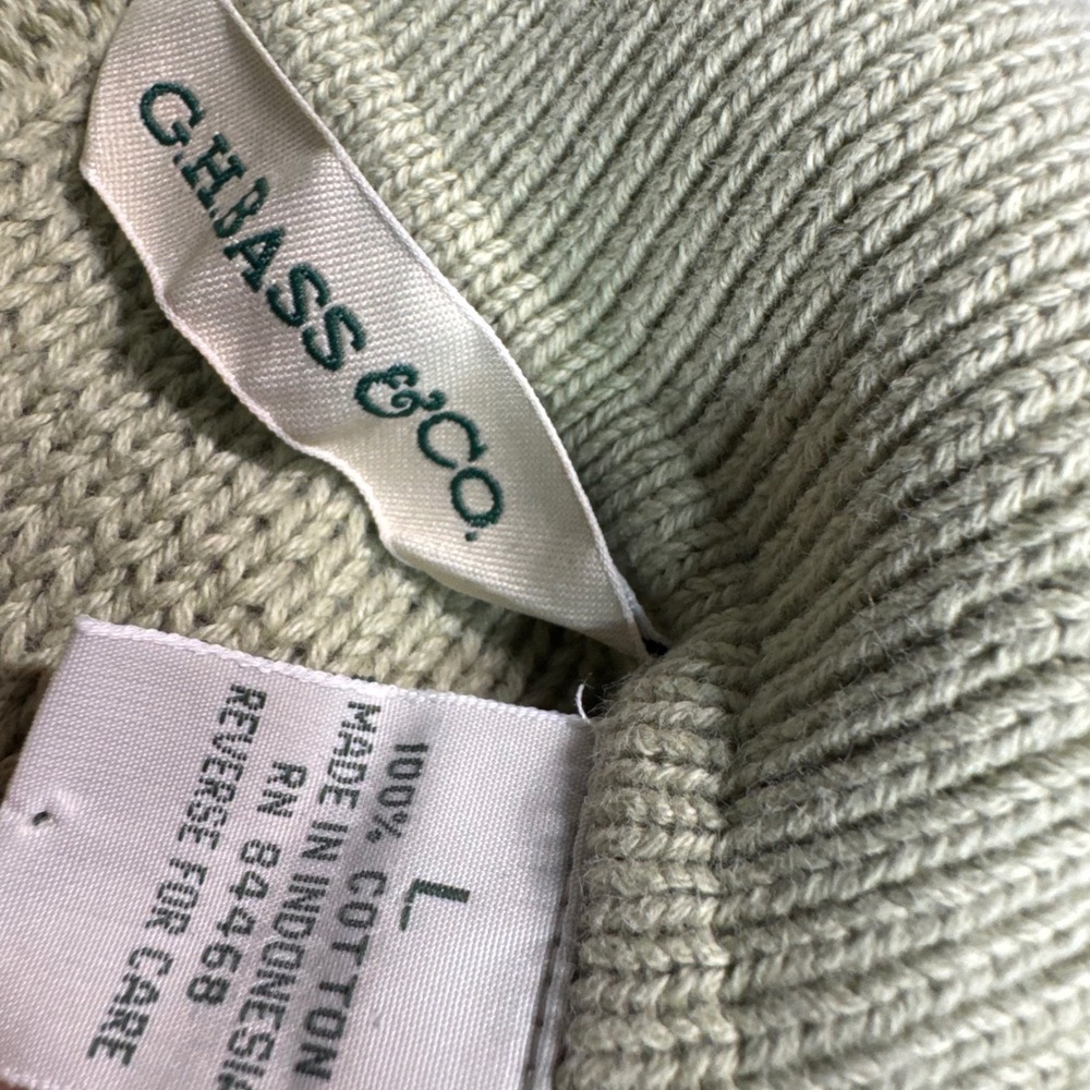 Cottagecore Vtg Coastal Granny Large Sage Cable Knit Sweater Floral Striped Vest - Picture 8 of 10